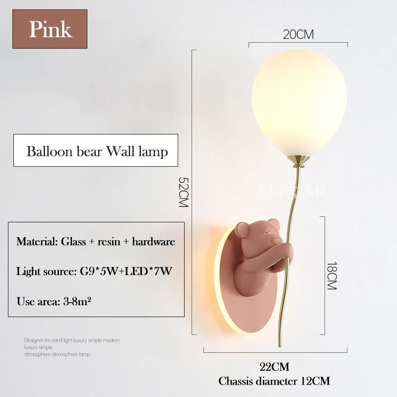 applique murale ours doré en verre lampe LED décoration chambre enfant