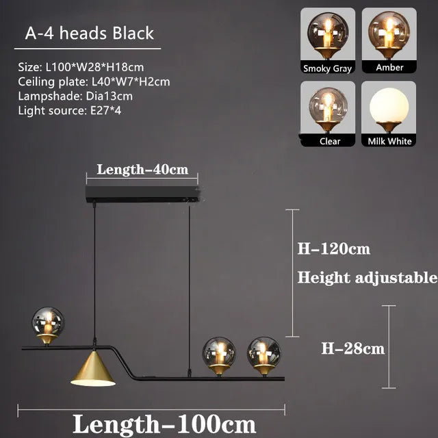 lustre moderne en verre LED pour intérieur décoratif