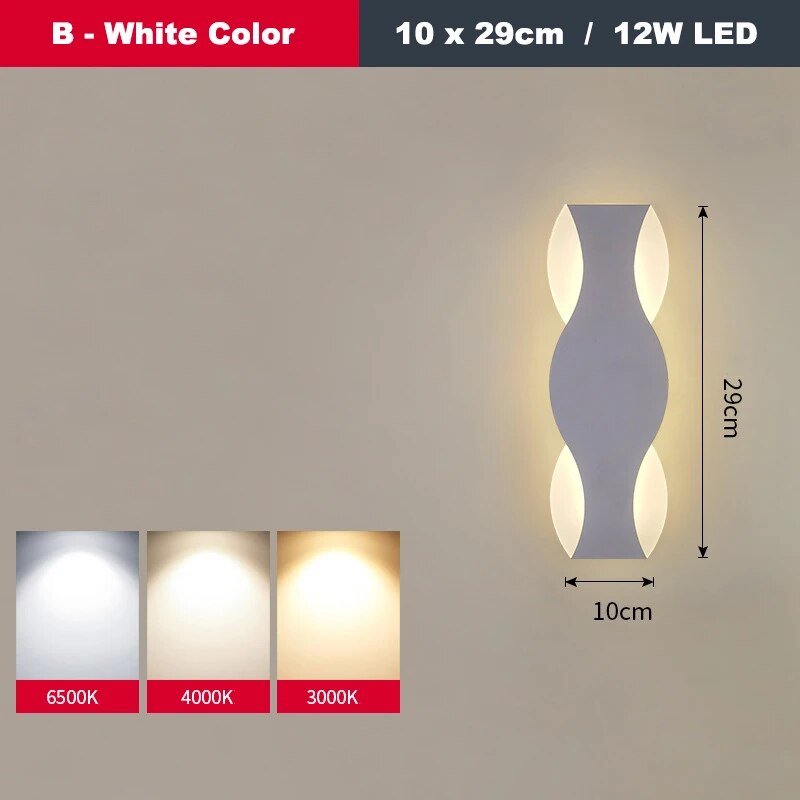 Applique murale LED moderne en forme de vague pour couloir intérieur