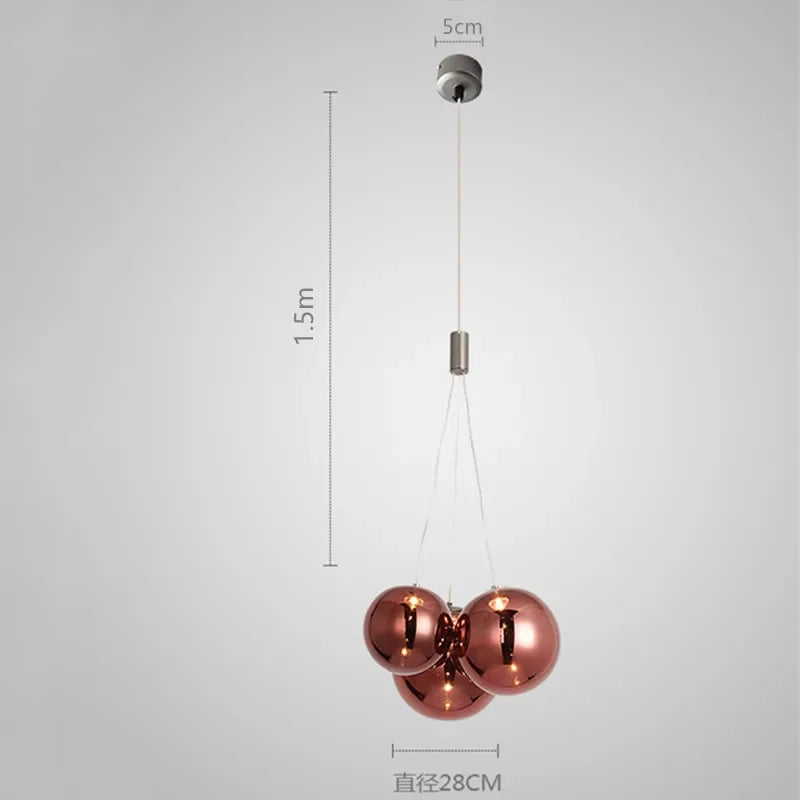 lustre nordique en verre avec suspension led pour décoration intérieure