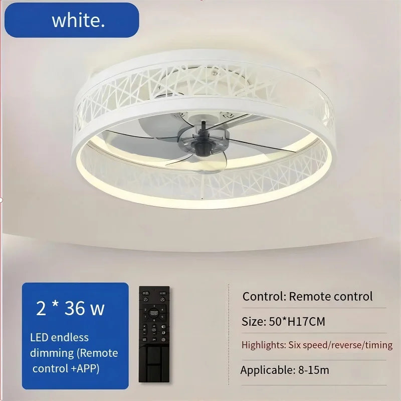 110V~265V APP and Remote Control Dual Intelligent Control  DC 6 speed Regulation Frequency Conversion Ceiling Fan Light