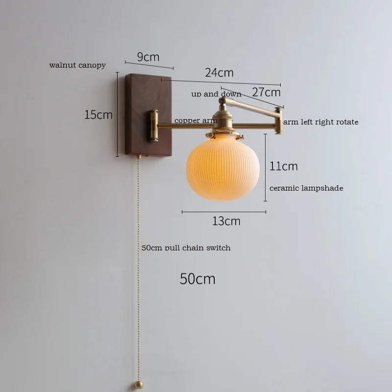 Applique murale LED en bois de frêne et de noyer