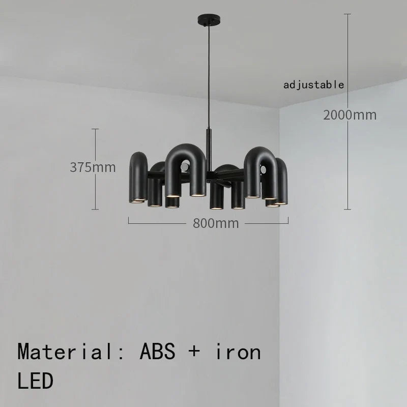 lustre art déco u tube en métal avec cordon réglable