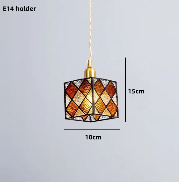 suspension nordique en verre teinté et cuivre élégant