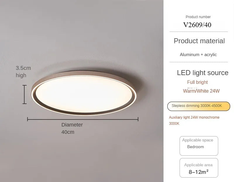 plafonnier circulaire led moderne ultra mince en aluminium et acrylique