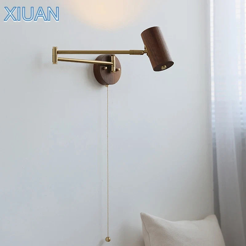 applique murale wabi-sabi à bras long pivotant avec interrupteur
