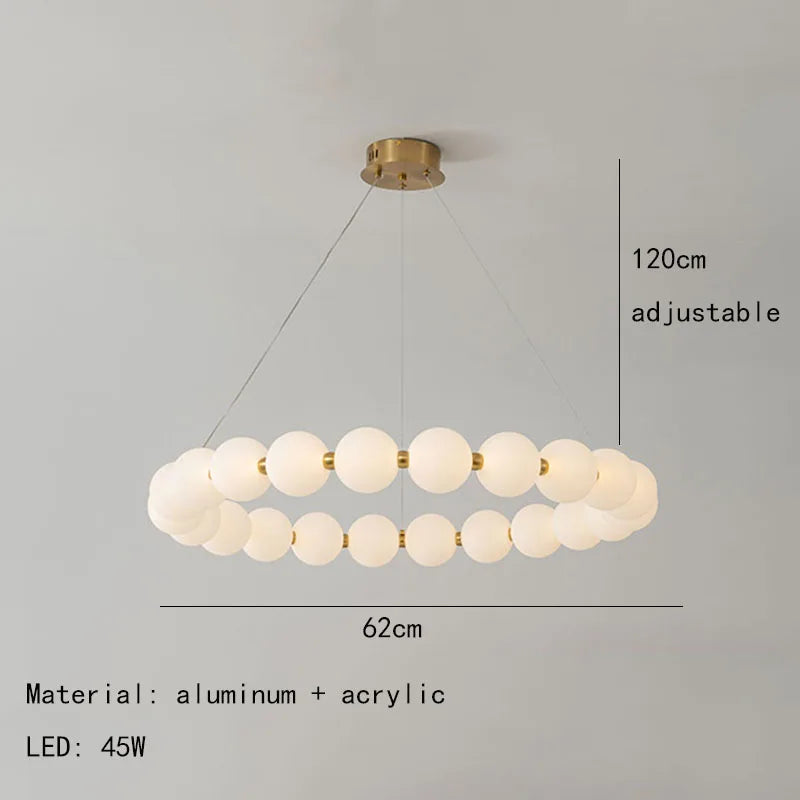 Anneau rond nordique LED lustre de plafond acrylique or pour salle à manger salon Table centrale chambre suspension éclairage décor luminaire