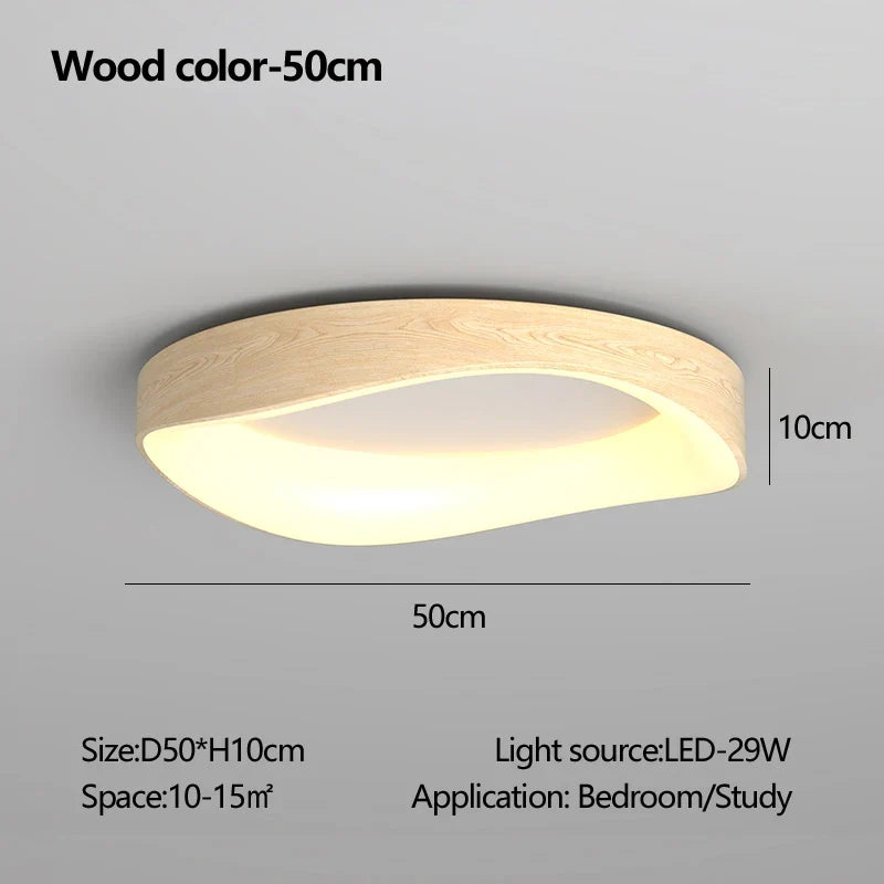 plafonnier en bois rond avec télécommande pour éclairage intérieur