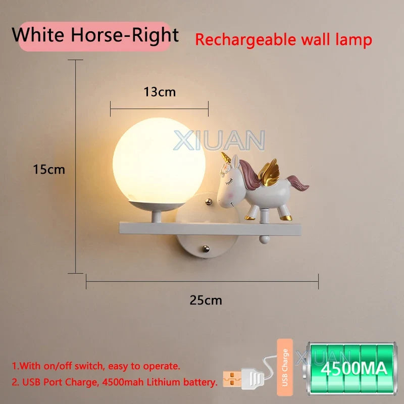 applique murale rechargeable en résine pour chambre d'enfant décorative