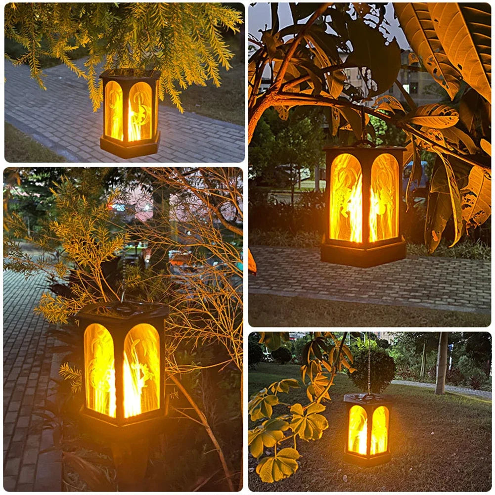 lampe torche solaire extérieure 96 led flamme vacillante étanche jardin