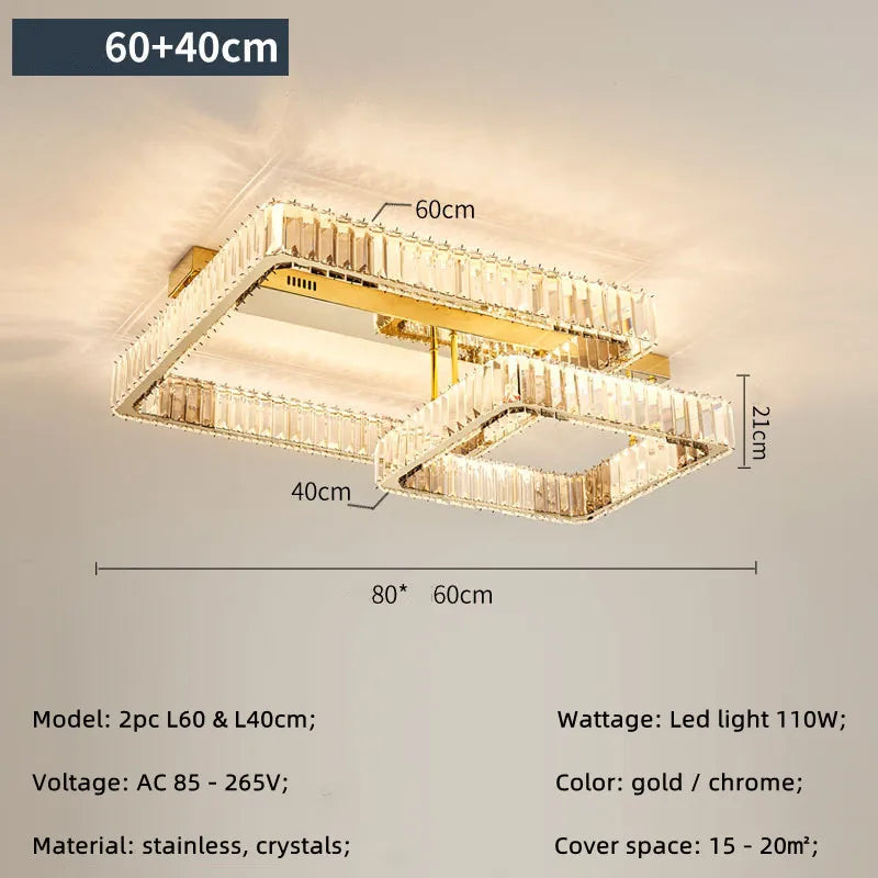 Plafonniers Led modernes à intensité variable pour salon Lustre cristal plafonnier chambre luxe plafonniers luminaires