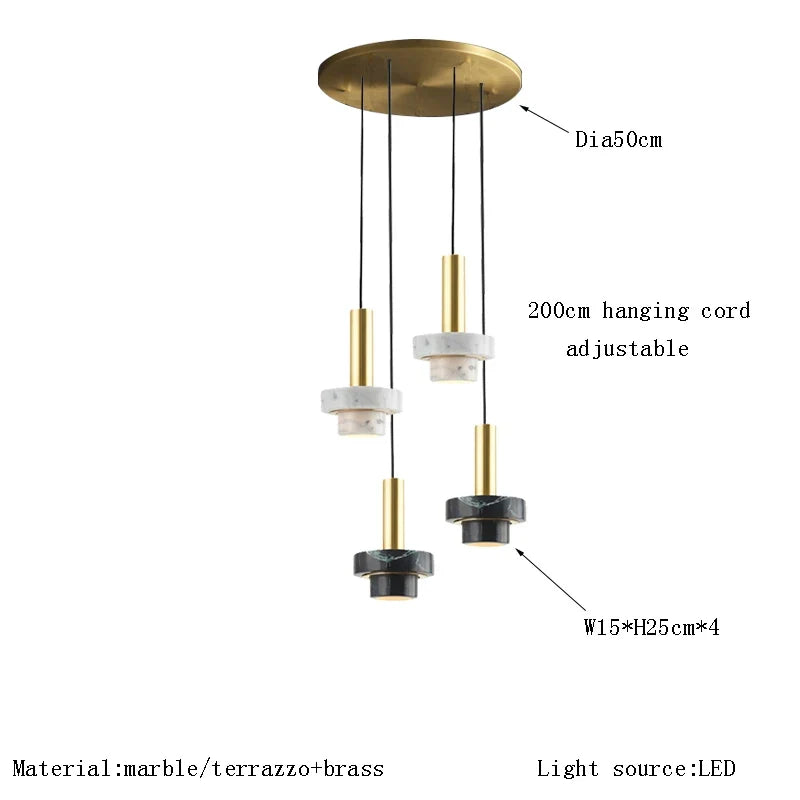 Suspension LED en marbre décorative pour divers espaces