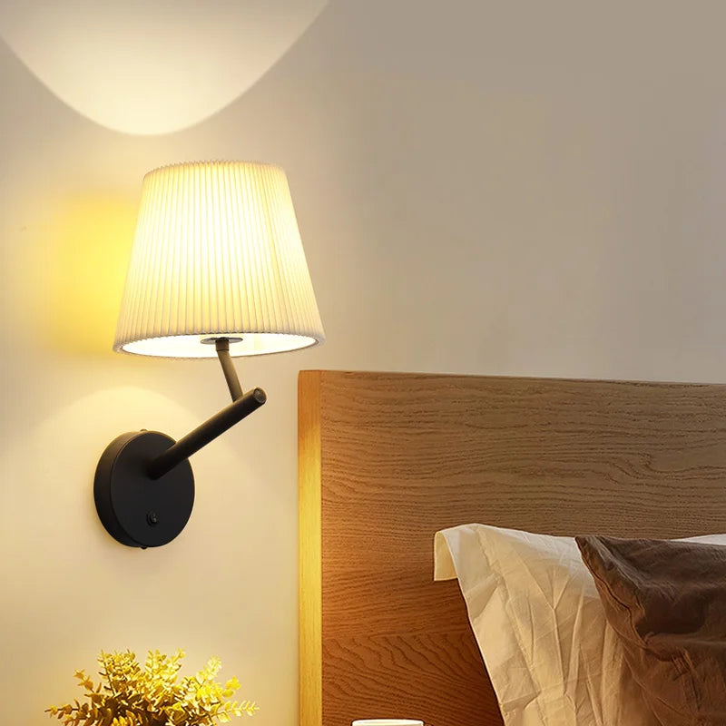 applique murale vintage américaine avec interrupteur led plissée