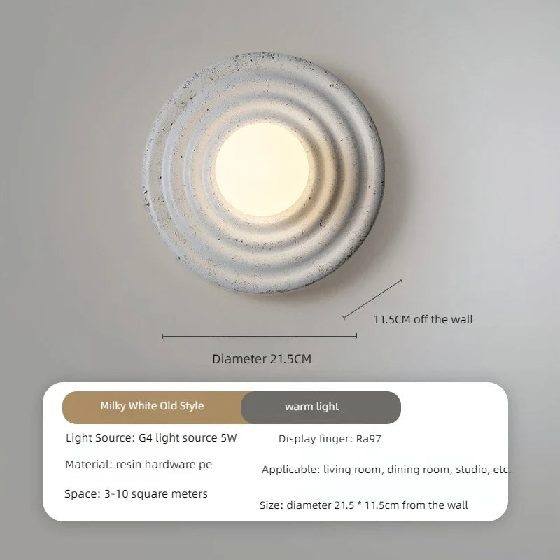 applique murale led rétro en résine luminaire mural rond japonais