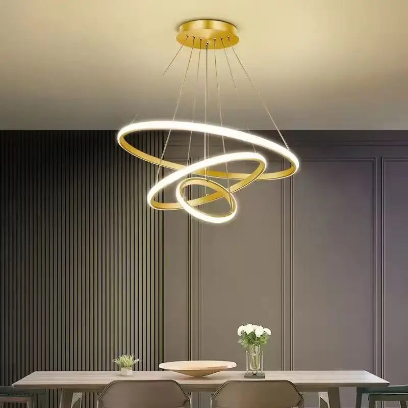 Lustre LED à trois anneaux imbriqués en spirale — Vertige