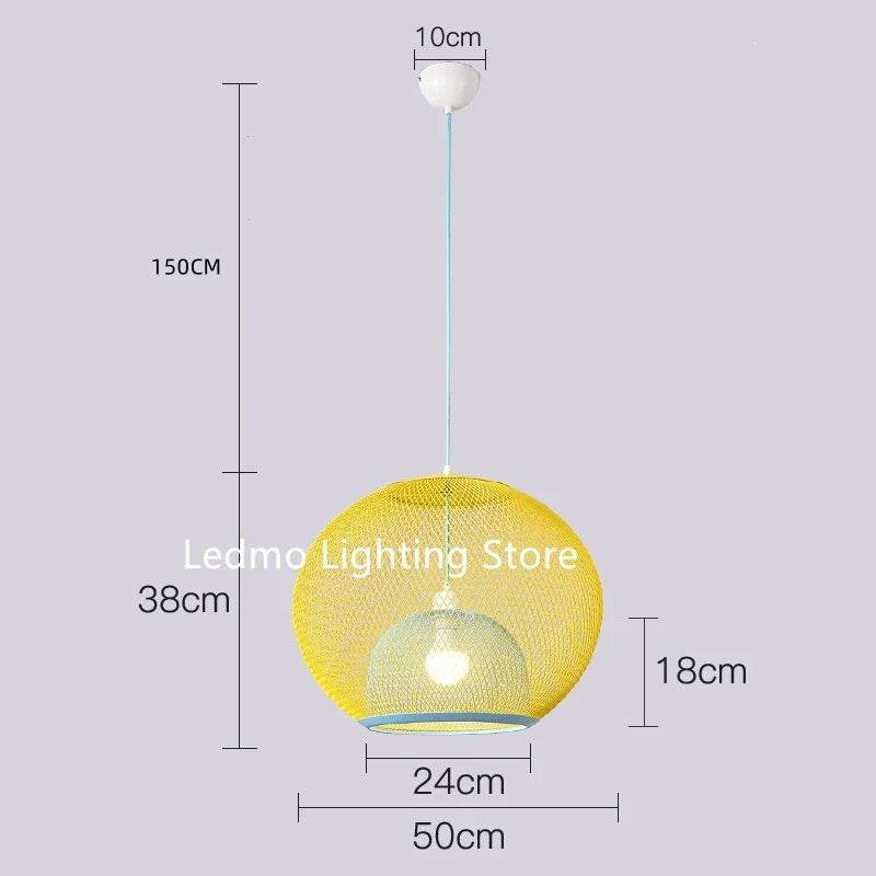 Metal Grid Pendant Lamp Nordic Designer Ceiling Chandelier Suspension Hanging Light Fixture with E27 Changeable Bulb