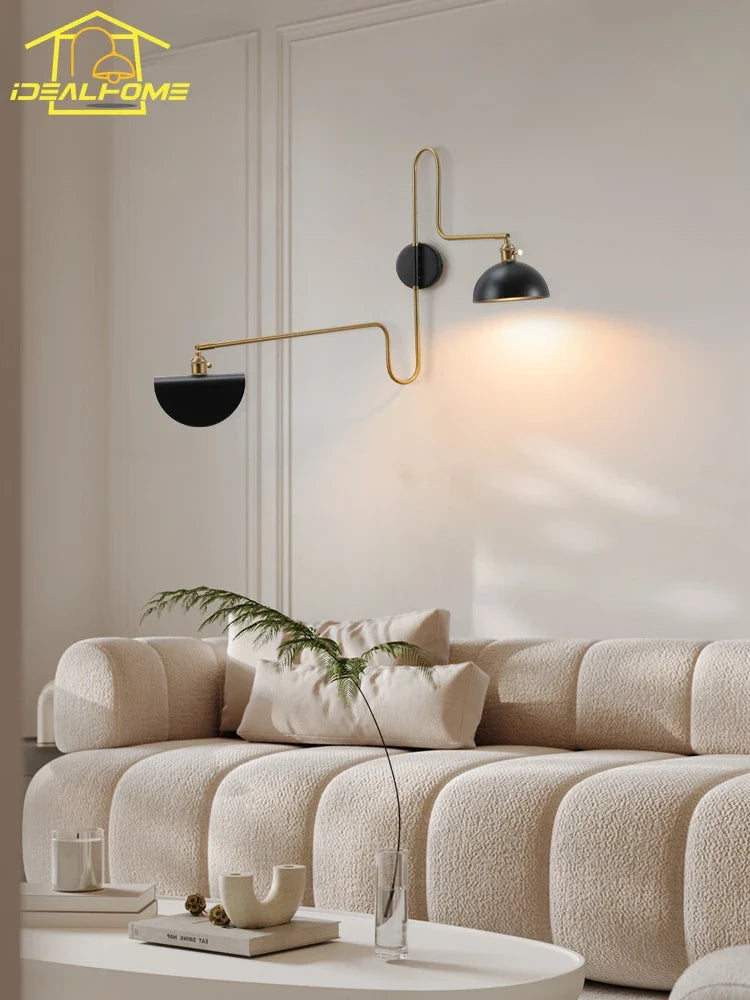 applique murale design industrielle bras pivotant avec interrupteur