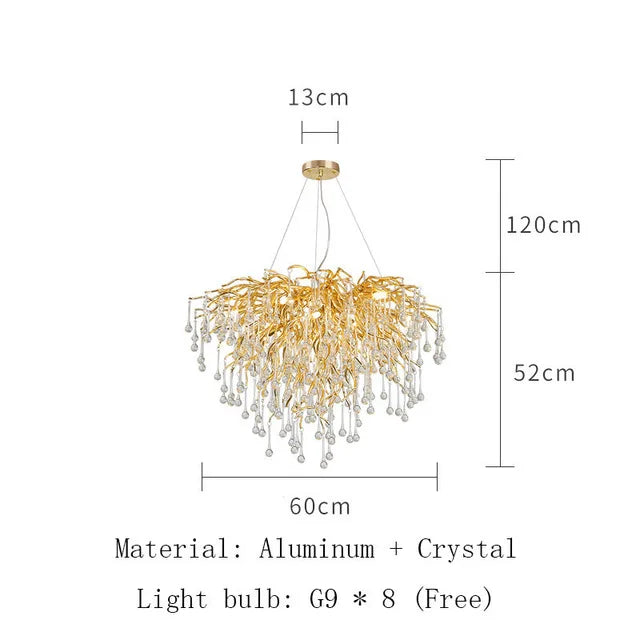lustre nordique à led en cristal pour un éclairage élégant