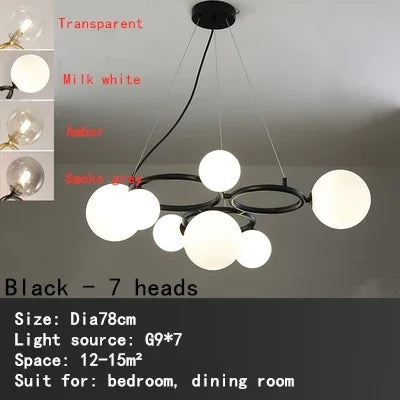 lustre nordique en verre fumé et doré pour intérieur moderne