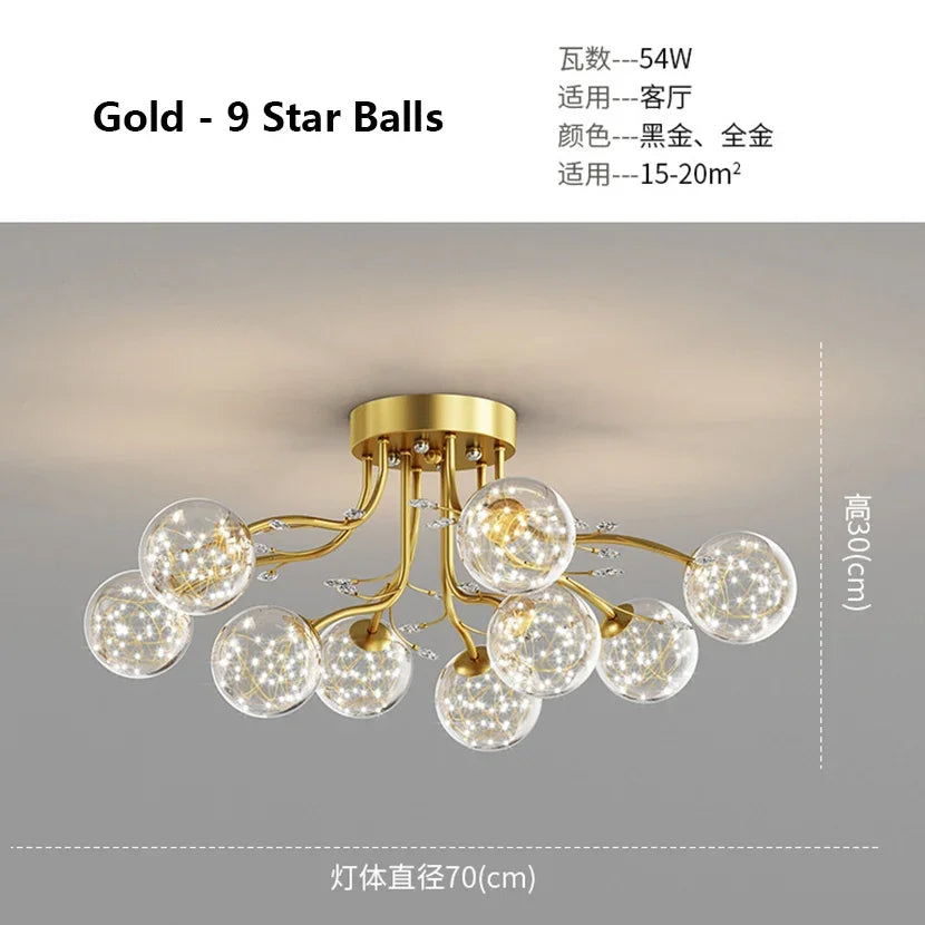 lustre en boule de verre nordique doré luminaire décoratif d'intérieur