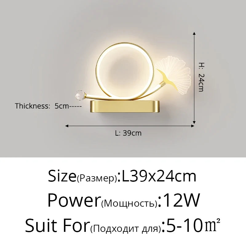 applique murale led tricolore protection yeux design feuille ginkgo