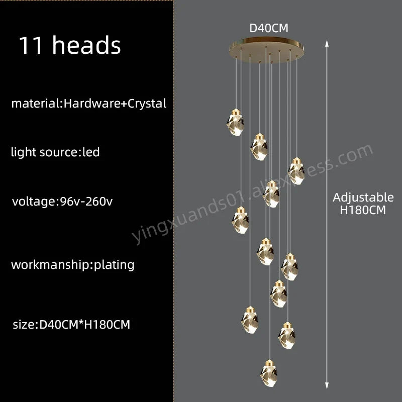 lustre en cristal nordique style loft pour intérieur moderne