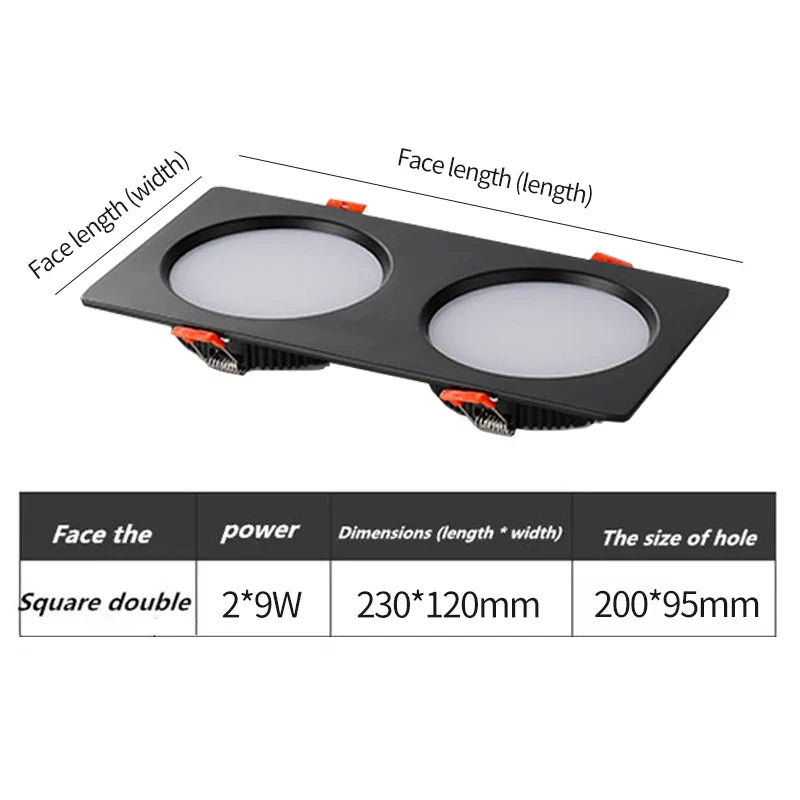 spot led double tête encastré ultra mince design moderne