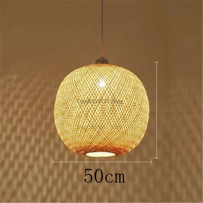 lustre moderne nordique en bambou tissé à la main led