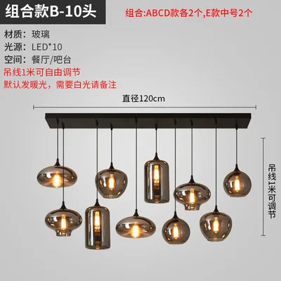lustre nordique en verre pour éclairage moderne de restaurant et café