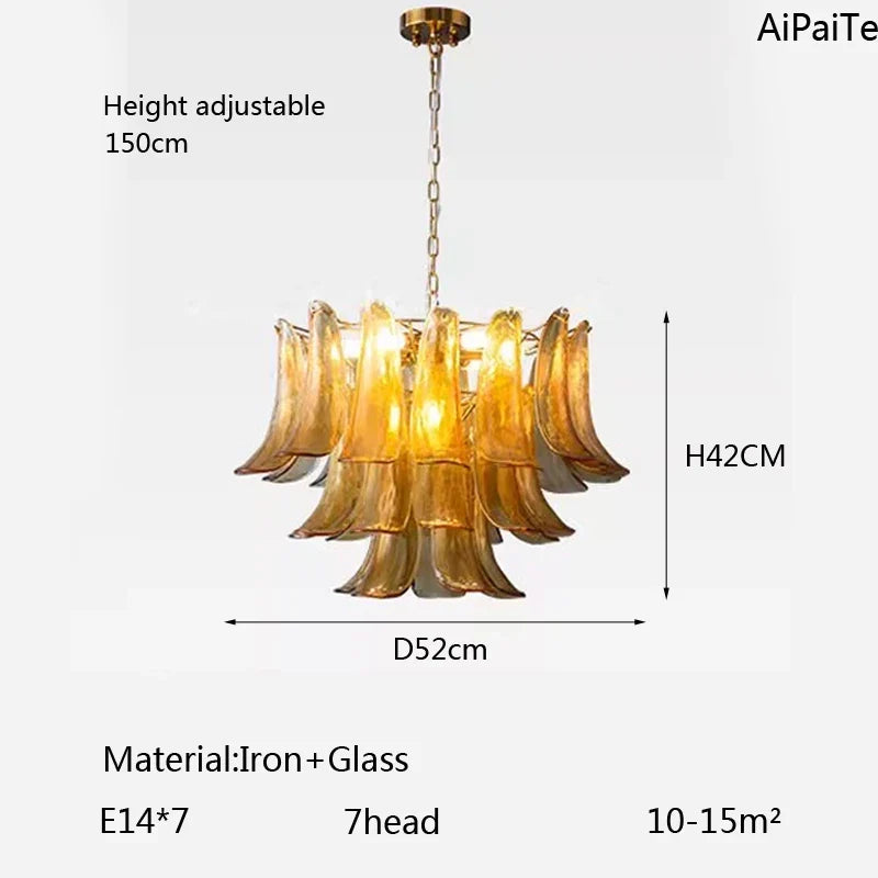 AiPaiTe lustre en verre LED scandinave pour salon salle à manger chambre lustre en verre ambre vintage américain