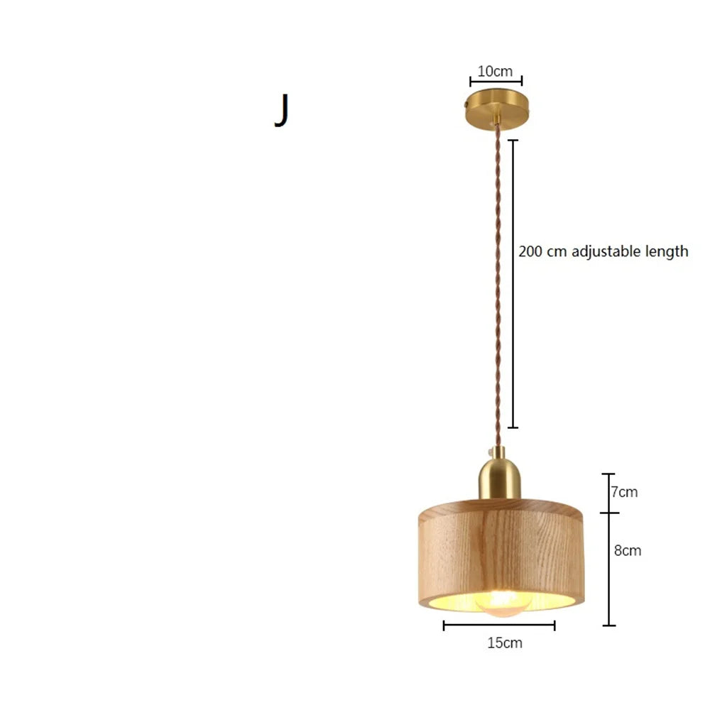 Nordique moderne suspension LED luminaire en laiton en bois Loft cuisine île lampe suspendue décoration de la maison éclairage Suspension Design