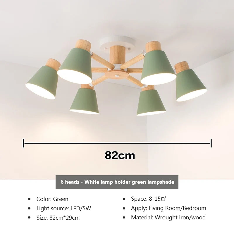 lustre nordique en bois massif éclairage moderne pour hôtel et restaurant