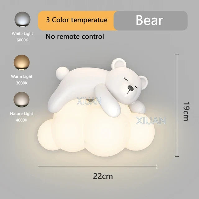 applique murale ours polaire et lapin pour chambre d'enfants
