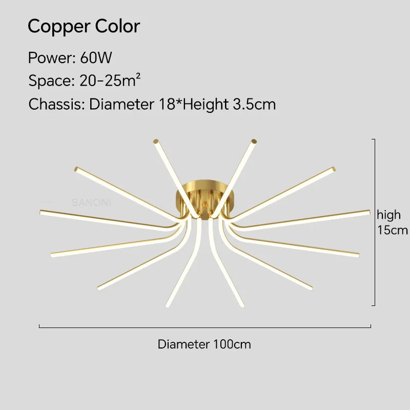 Plafonnier LED en cuivre au design moderne