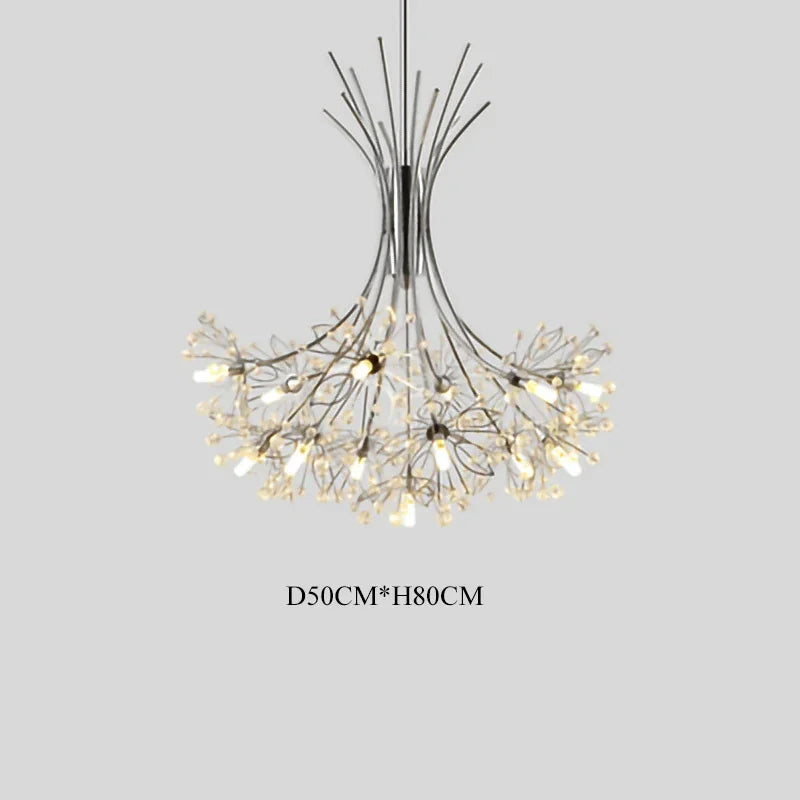 Nordic Creative Dandelion Romantic Crystal Chandelier Dining Room Bedroom Living Room Clothing Coffee Shop Luxury LED Chandelier
