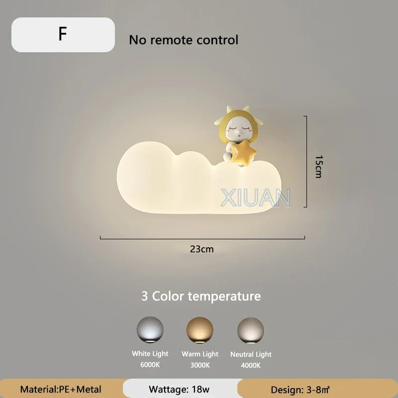 applique murale nordique led pour enfants motifs animaux lune soleil