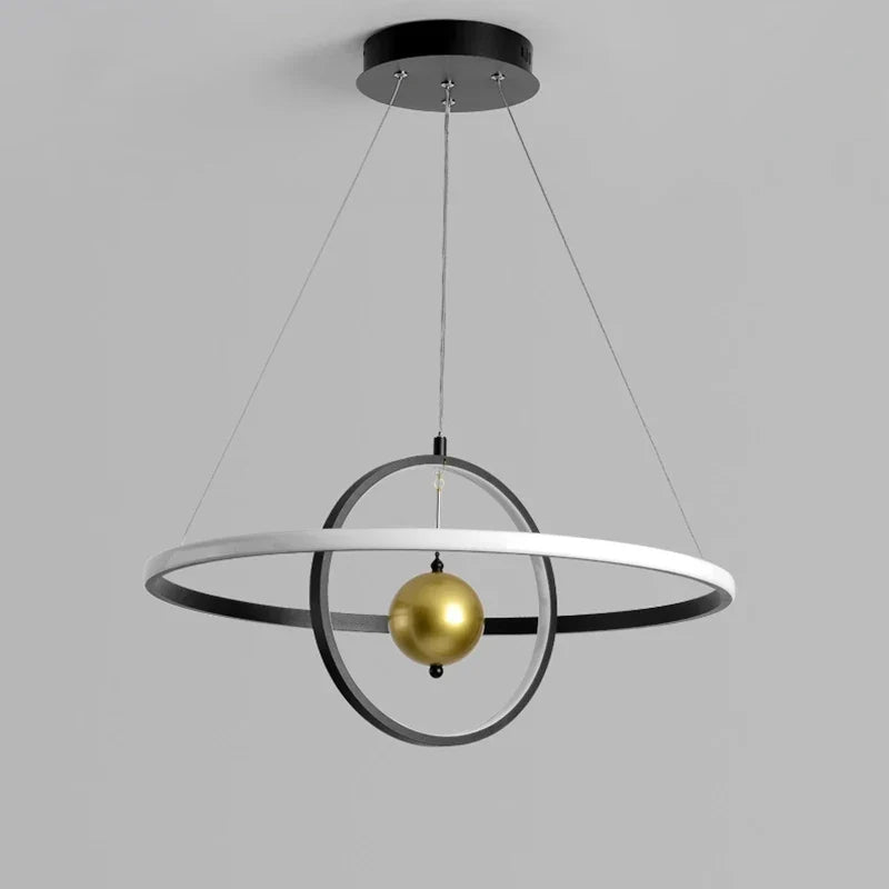 lustre circulaire en boule de fer avec luminaires led pour décoration