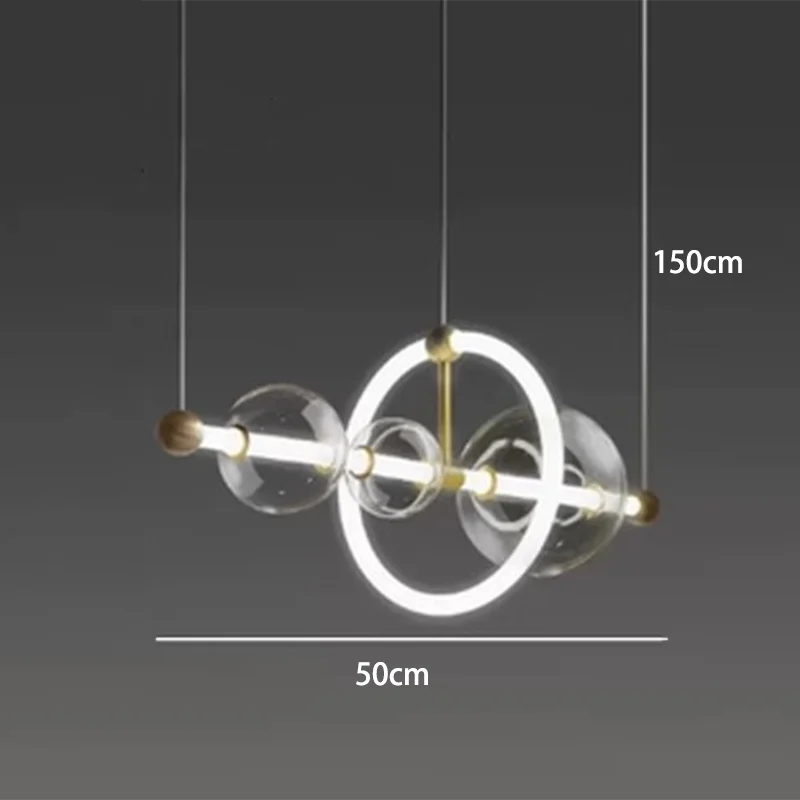 lustre de luxe à bulles longue bande éclairage led en verre transparent créatif