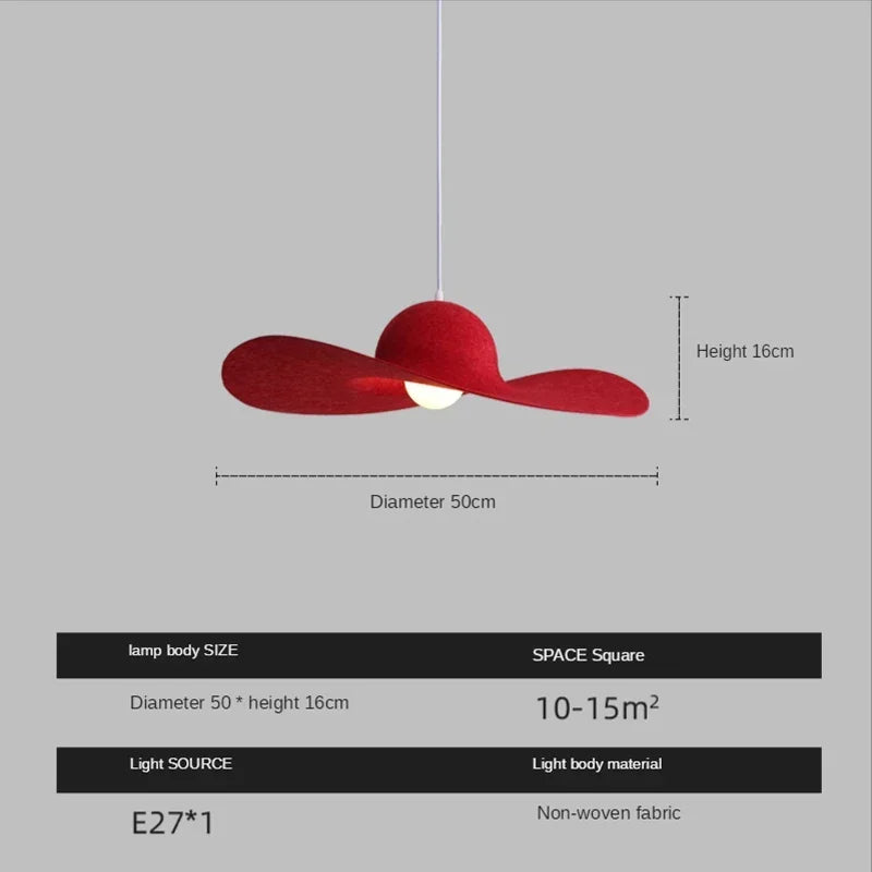 Felt Pendant Lamps Nordic Hat Chandelier Ceiling Hanging Light for Living Dining Room Bedroom
