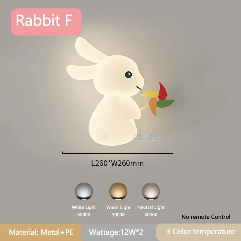 applique murale enfant motif lapin carotte nuage lumière