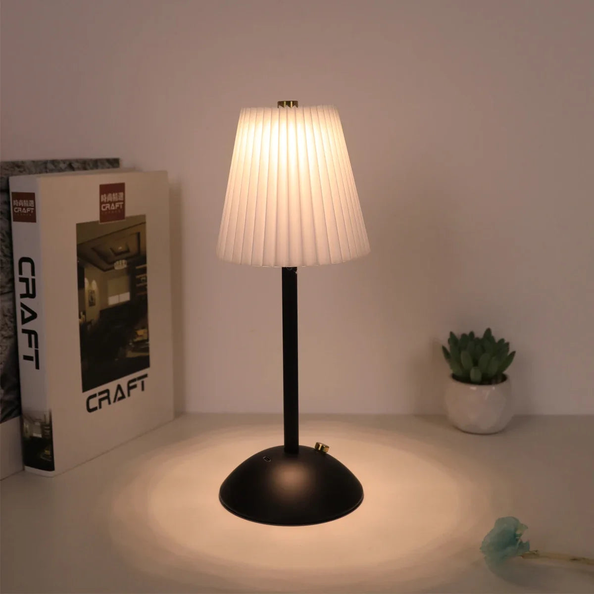 LED Nordic pleated desk lamp charging touch adjustable night light, bedroom sleep light, bar coffee shop decorative light