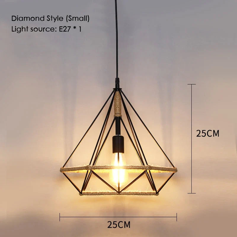 Sisal chanvre corde suspension plafonnier Lustre suspendu Lustre fer main tressage rustique rétro pour salle à manger décor