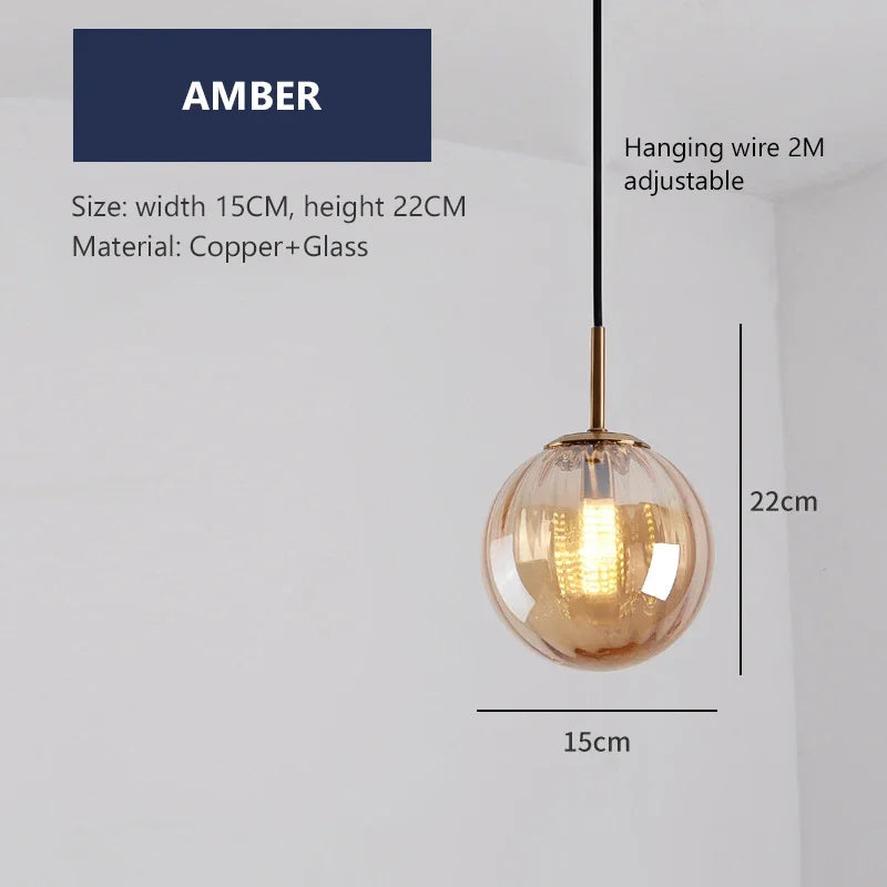 lustre moderne en verre design suspendu lumineux nordique