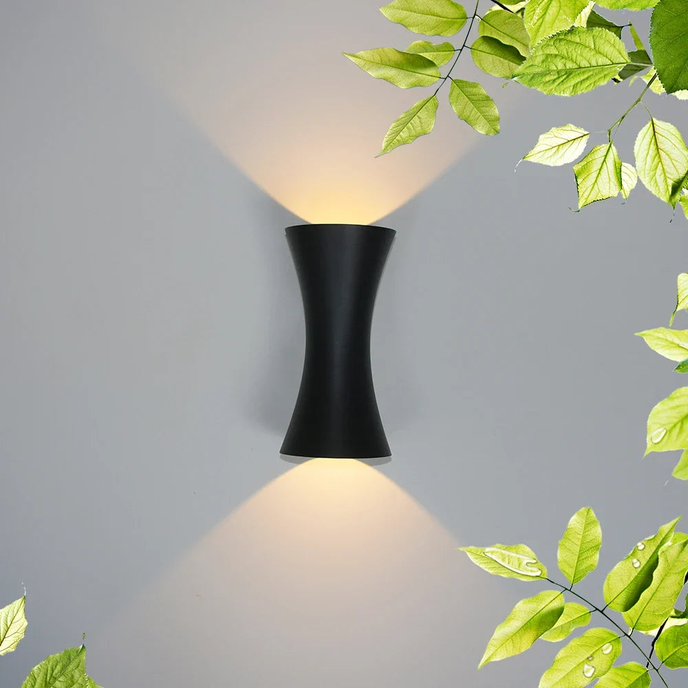 Applique murale étanche extérieure 12W lumière LED COB en aluminium noir luminaire AC85-265V étanche IP65 chambre porche applique murale