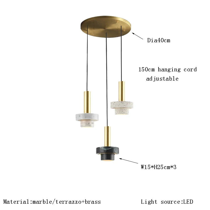 Suspension LED en marbre décorative pour divers espaces