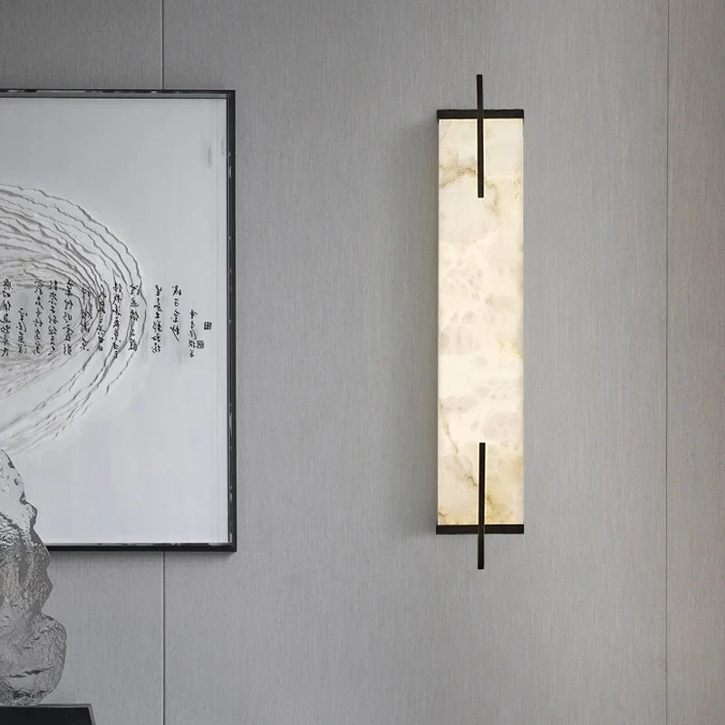 Applique murale Led en laiton doré et marbre