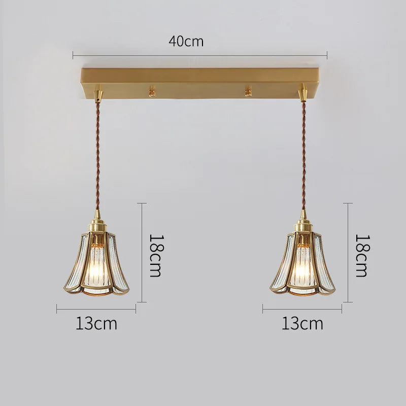 Suspension Nordique LED en Verre et corps doré