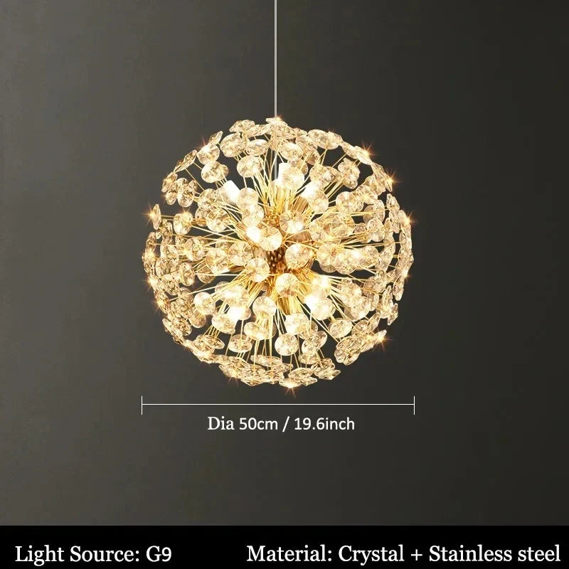 lustre led suspendu en cristal design moderne décoratif luxe 2024