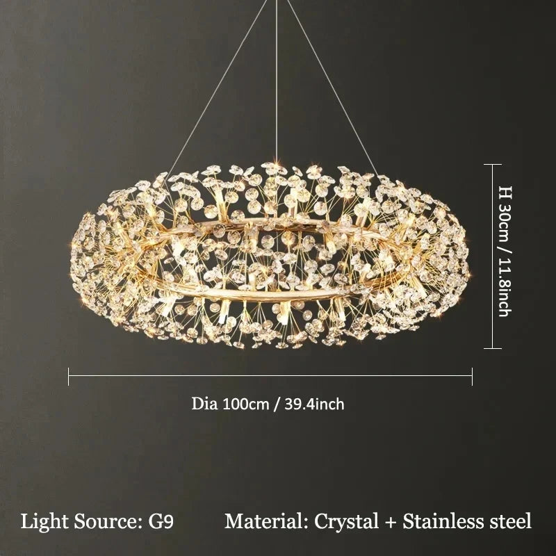 lustre led suspendu en cristal design moderne décoratif luxe 2024