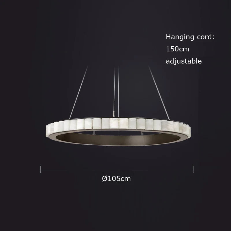 Lustre design anneaux LED postmoderne marbre or noir rond design pour salle à manger